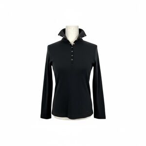 Cutter & Buck Thermal Long Sleeve Satin Trim Snap Henley. Black. Small